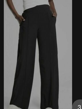 Athleta NWOT Black Nolita Side Stripe Wide Leg Pants w/ Pockets Size 8